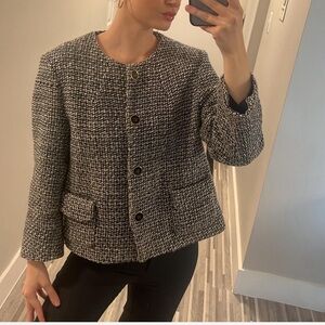 Victor Alfaro black and white tweed jacket